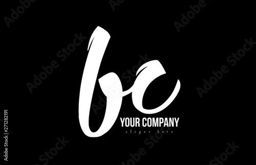 joined bc b c alphabet letter logo icon design black and white