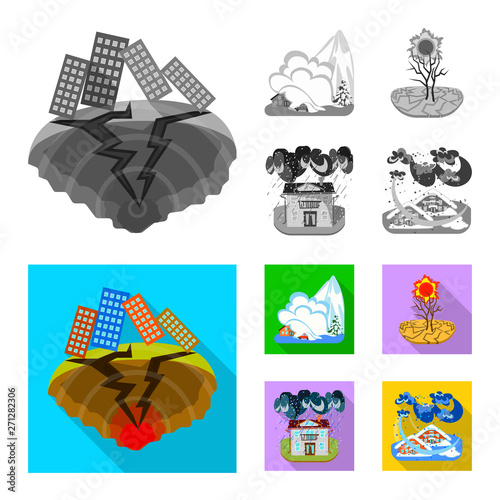 Vector design of weather and distress logo. Collection of weather and crash stock vector illustration.