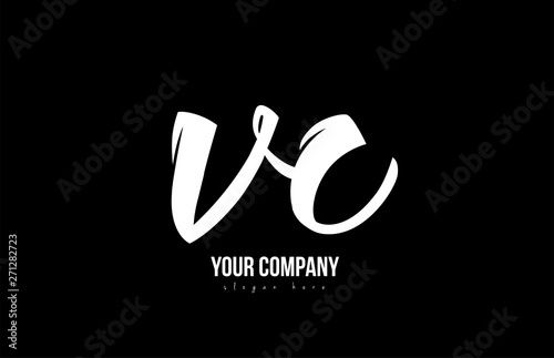 joined vc v c alphabet letter logo icon design black and white