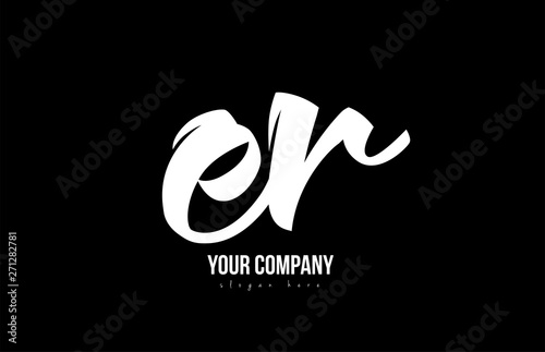 joined er e r alphabet letter logo icon design black and white