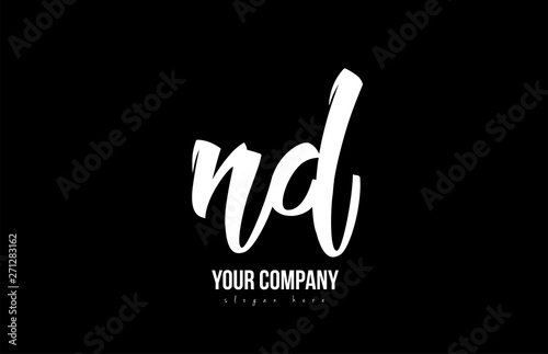 joined nd n d alphabet letter logo icon design black and white photo