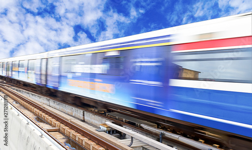 Abstract of high speed train with beautiful sky background