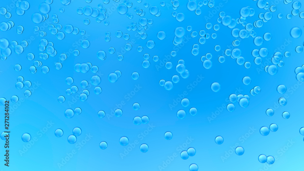 Abstract Bubbles Rising On Light Blue Background