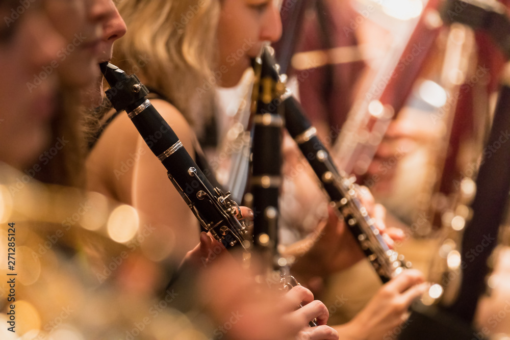Fototapeta premium wind section during a classical concert music, close-up.