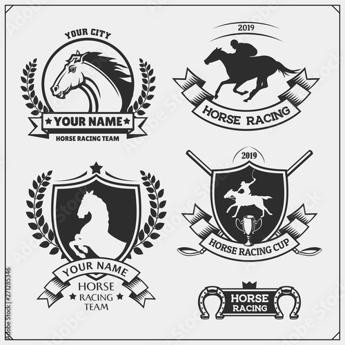 Slika na platnu Horse racing and polo club emblems, labels, badges and design elements
