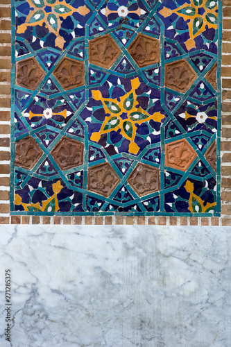 Decorative tiles at facade ...