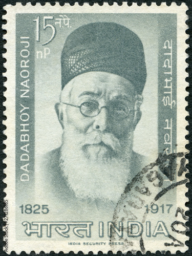 INDIA - 1963: shows Dadabhoy Naoroji (1825-1917), Grand Old Man of India, Honoring mathematician and statesman photo