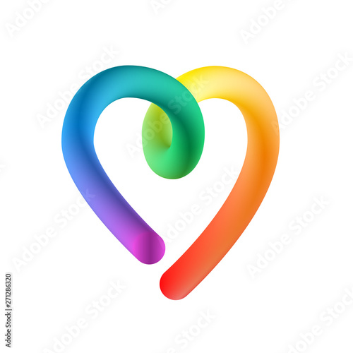 Rainbow heart on white background isolated 3d