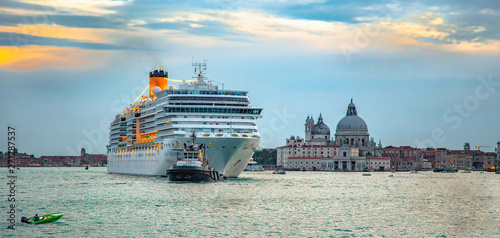 Italy beauty, gigantic cruise ship leaving Venice, Venezia