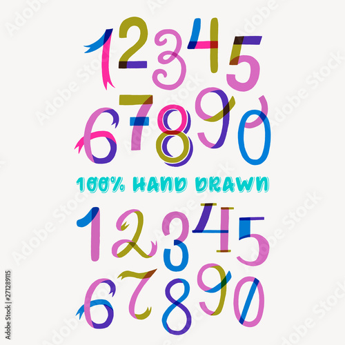 Set of hand drawn numbers from 0 to 9
