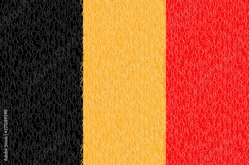Belgien Flagge mit Bevölkerung, Strichmännchen