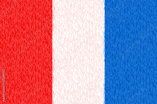 Frankreich Flagge mit Bevölkerung, Strichmännchen