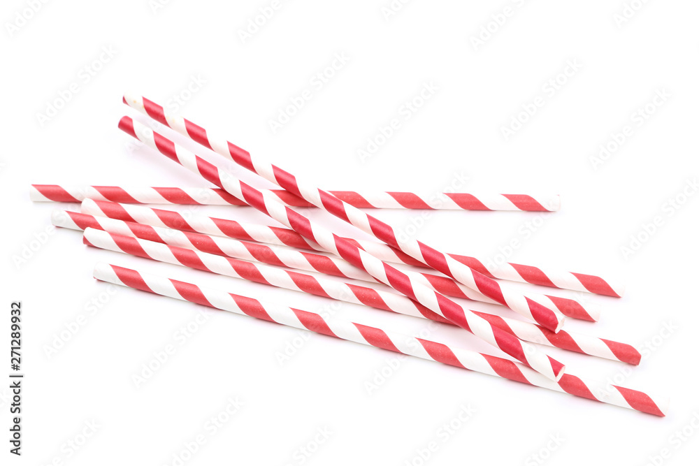 Obraz premium Paper straws on white background