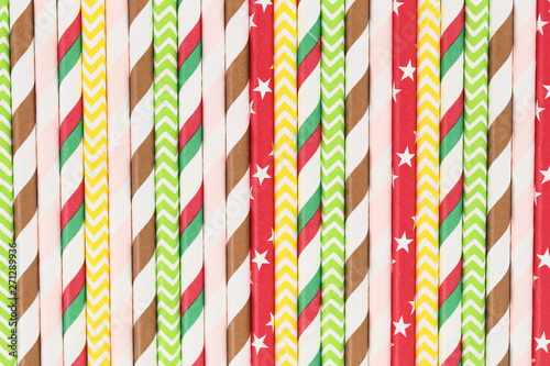 Background of colorful paper straws