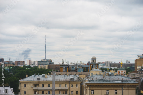 Streets and districts of the city view from above. © Evgenii Starkov