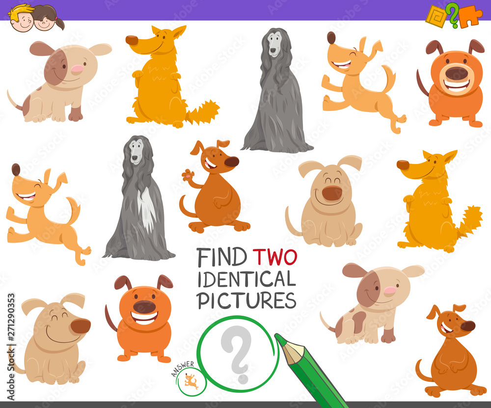 find two identical dogs game for children