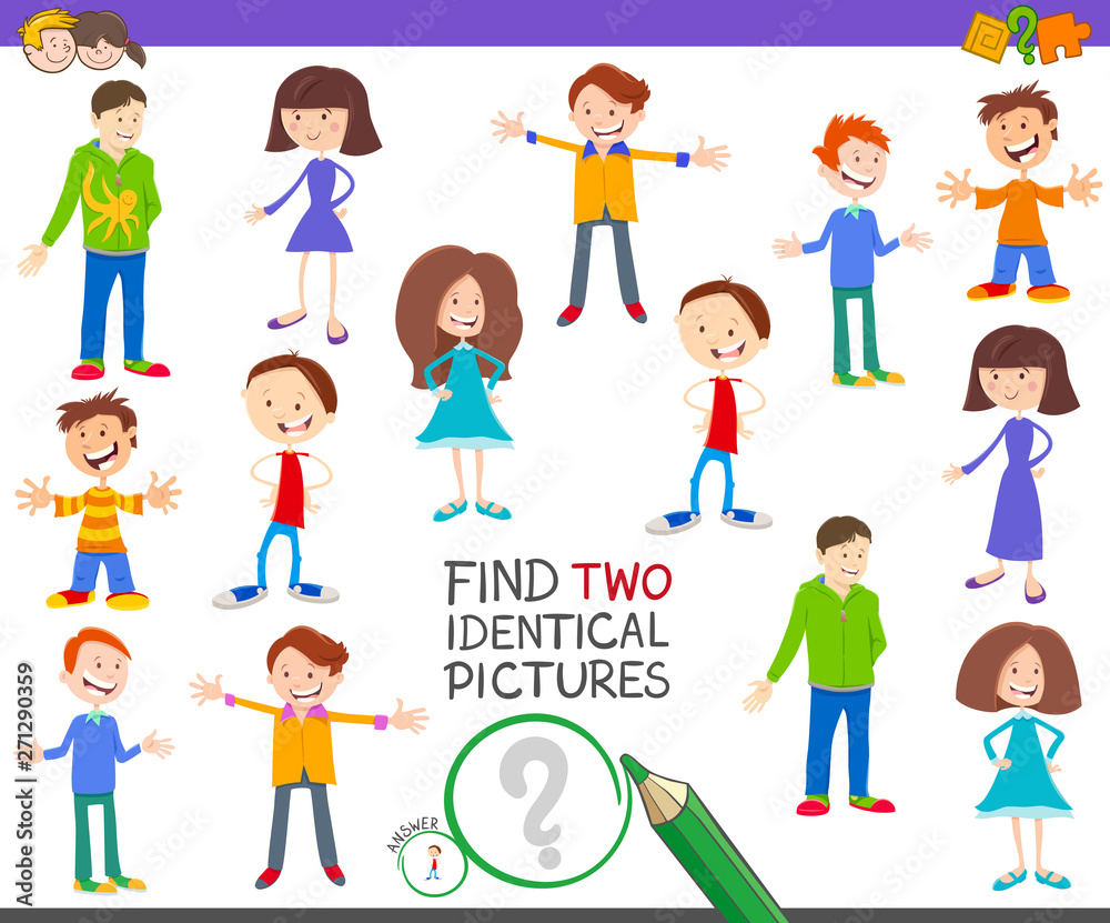 find two identical kids task for children