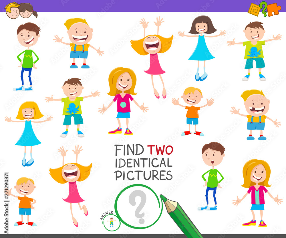 find two identical characters task for children