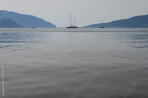 Calm Mediterranean Sea on the coast of Marmaris in Turkey