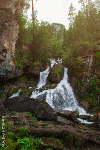 Waterfall in Altai Mountain...