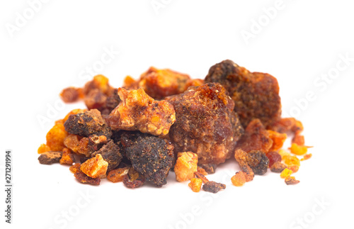 Canvas Print Pile of Sweet Myrrh Opoponax Isolated on a White Background