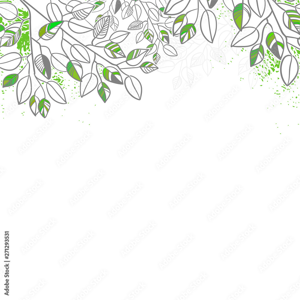 vector leaves green sketch vector illuatration cartoon style background