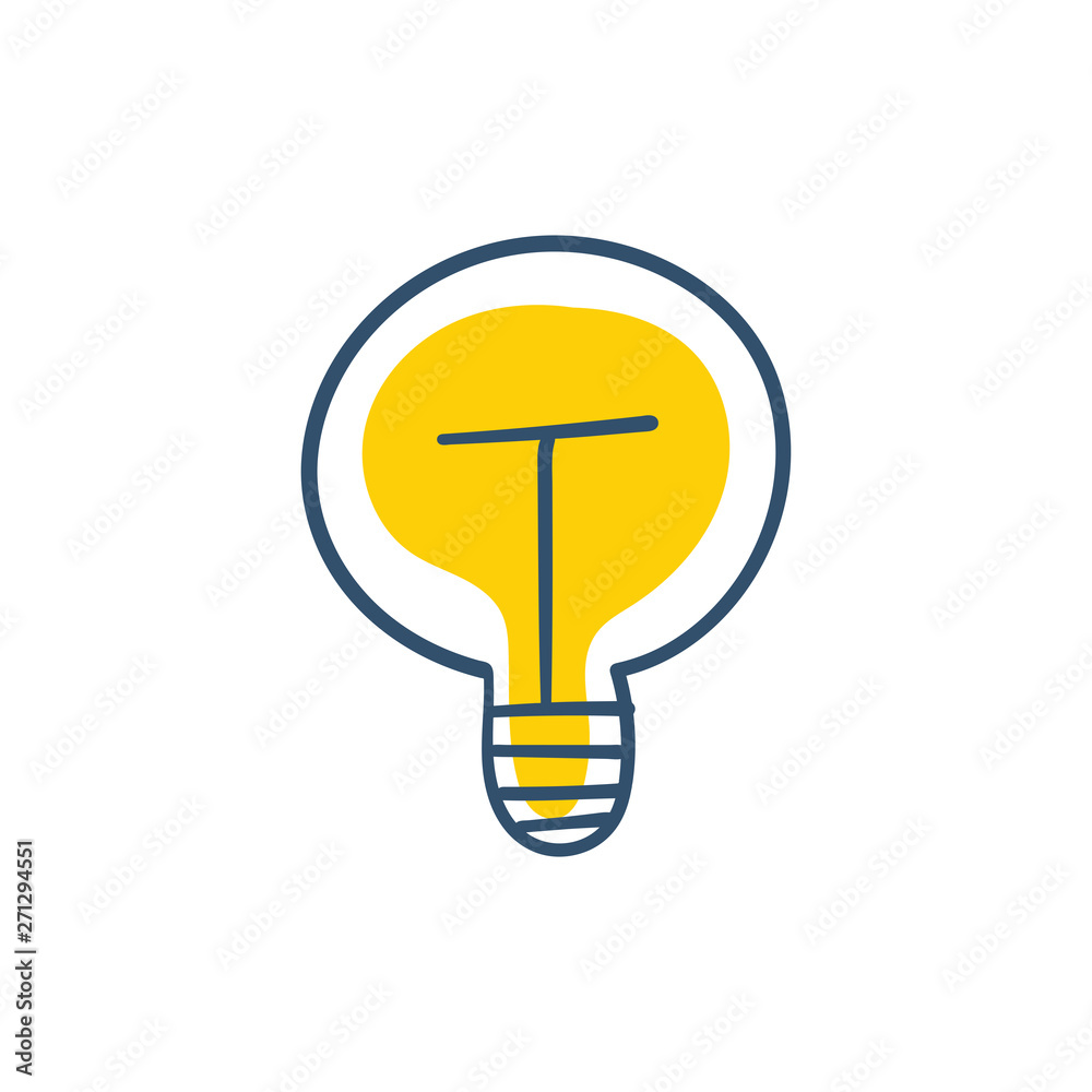 Light bulb doodle, hand drawn idea icon. Light bulb doodle, hand drawn idea icon.