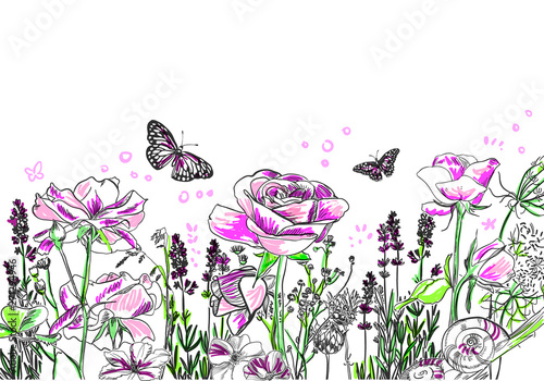 lavender rose flower vector card background purple