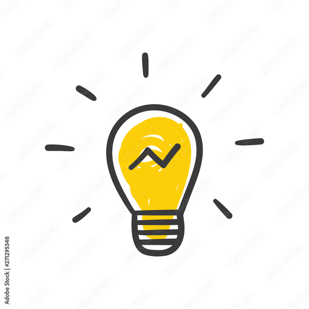 Light bulb doodle, hand drawn idea icon. Light bulb doodle, hand drawn idea icon.