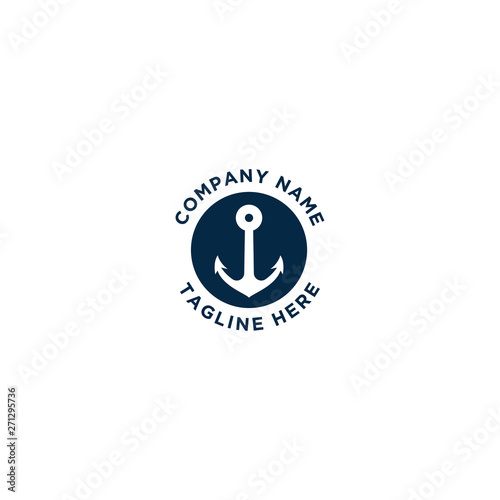 marine retro emblems logo with anchor, anchor logo - vector