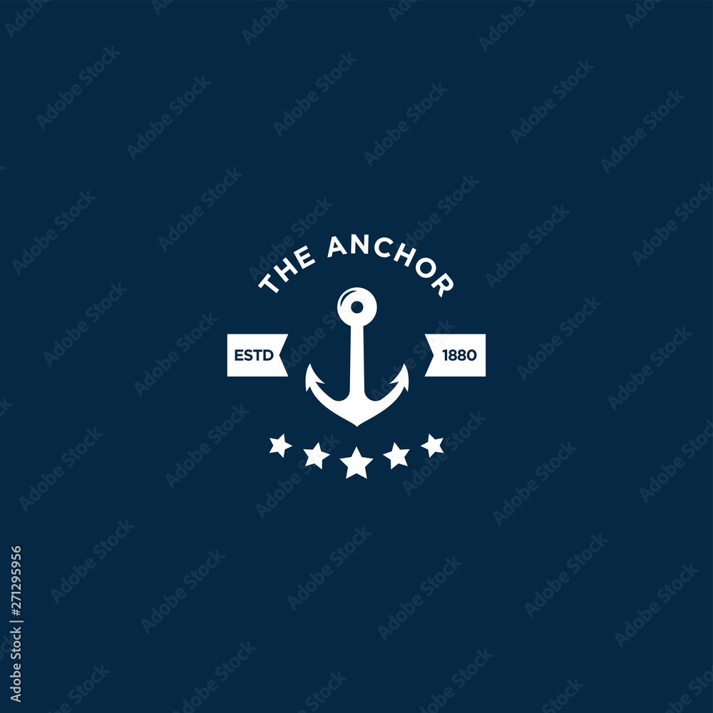 marine retro emblems logo with anchor, anchor logo - vector marine retro emblems logo with anchor, anchor logo - vector