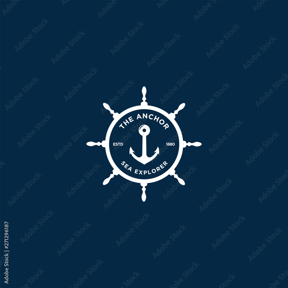 marine retro emblems logo with anchor, anchor logo - vector marine retro emblems logo with anchor, anchor logo - vector