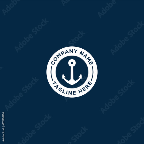 marine retro emblems logo with anchor, anchor logo - vector