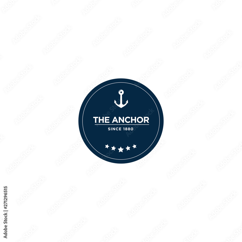 marine retro emblems logo with anchor, anchor logo - vector marine retro emblems logo with anchor, anchor logo - vector