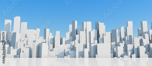 White city day time on blue sky background. 3D render.