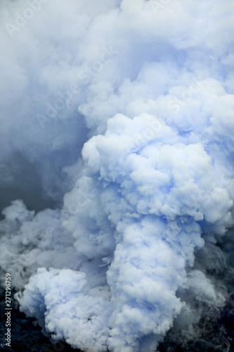 Smoke texture background . Blue smoke barrel backdrop
