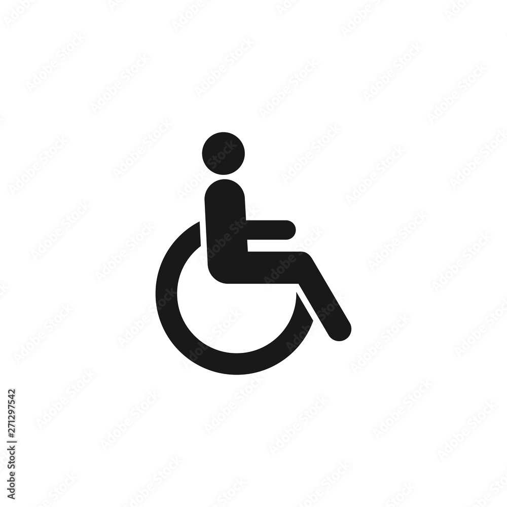 Disabled Handicap icon vector on white background. wheel chair symbol logo design illustration Disabled Handicap icon vector on white background. wheel chair symbol logo design illustration