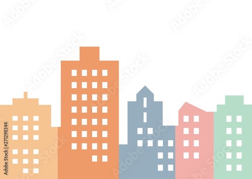 Colored city  silhouette of houses  vector icon