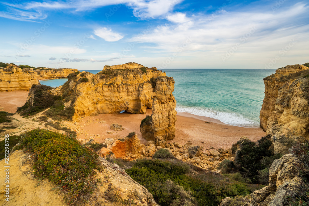 Beautiful cliffy beach in Albufeira, Algarve, Portugal