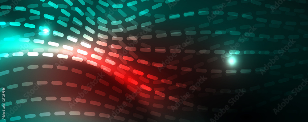 Obraz premium Shiny neon vector wave line abstract background, motion concept
