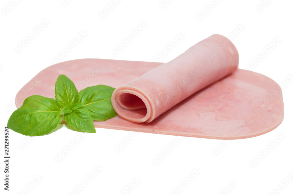 sliced ham isolated in white background sliced ham isolated in white background