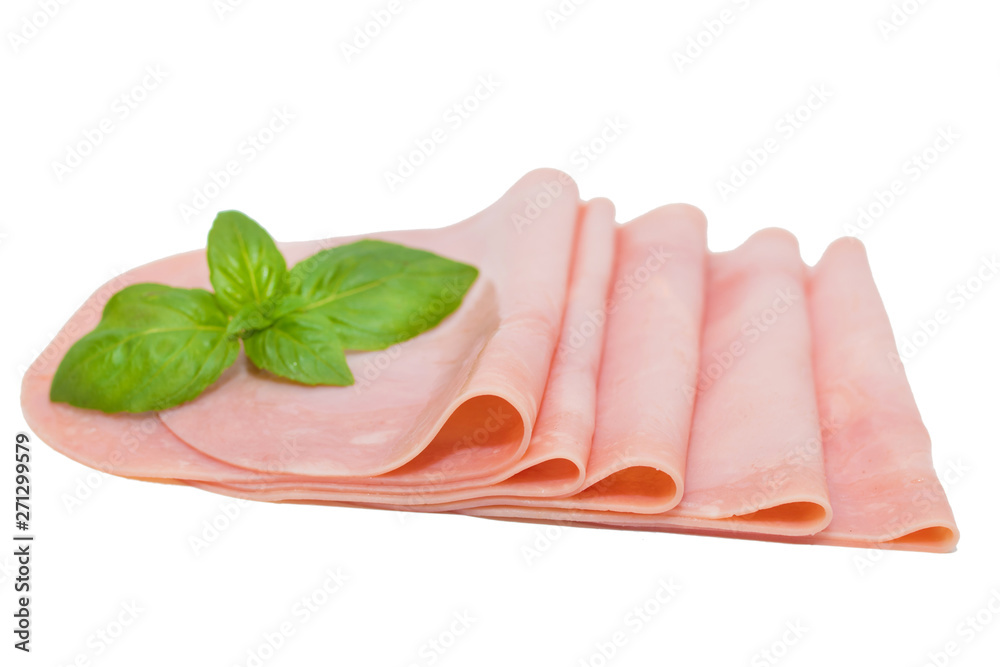 sliced ham isolated in white background sliced ham isolated in white background