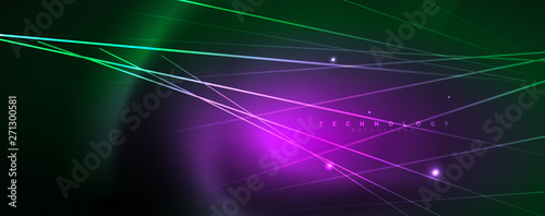 Vector neon light lines concept, abstract background