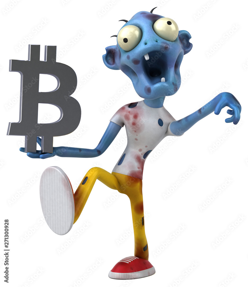 Zombie and bitcoin - 3D Illustration Zombie and bitcoin - 3D Illustration