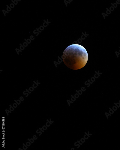partial lunar eclipse close up