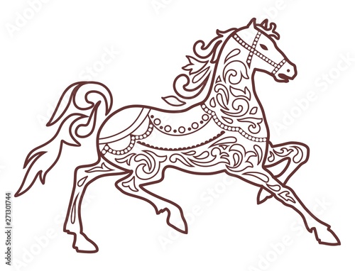 Horse silhouette with oriental ornaments