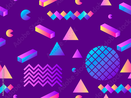 Seamless pattern with geometric shapes and gradient. Background for promotional materials. Vector illustration