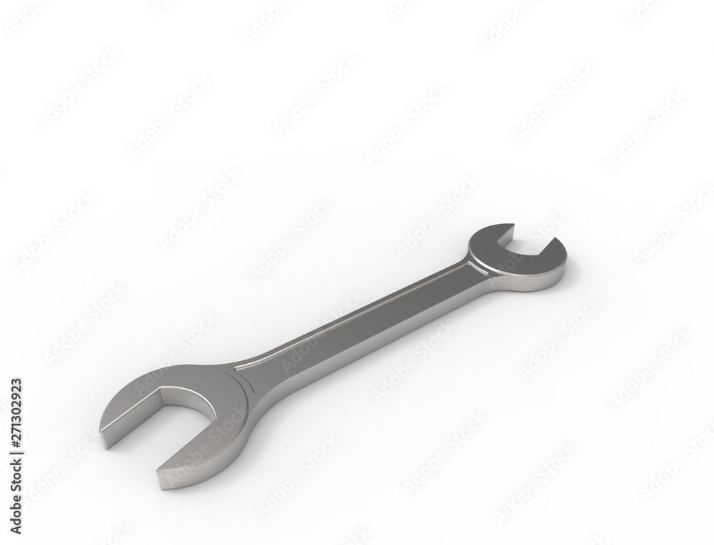 3D rendering of a metal wrench isolated in white background 3D rendering of a metal wrench isolated in white background