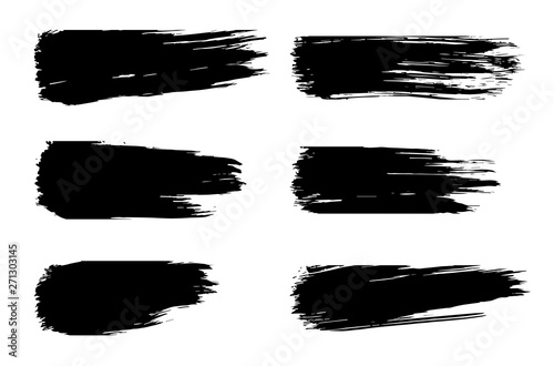 Grunge background. Set of black brush strokes on white background.