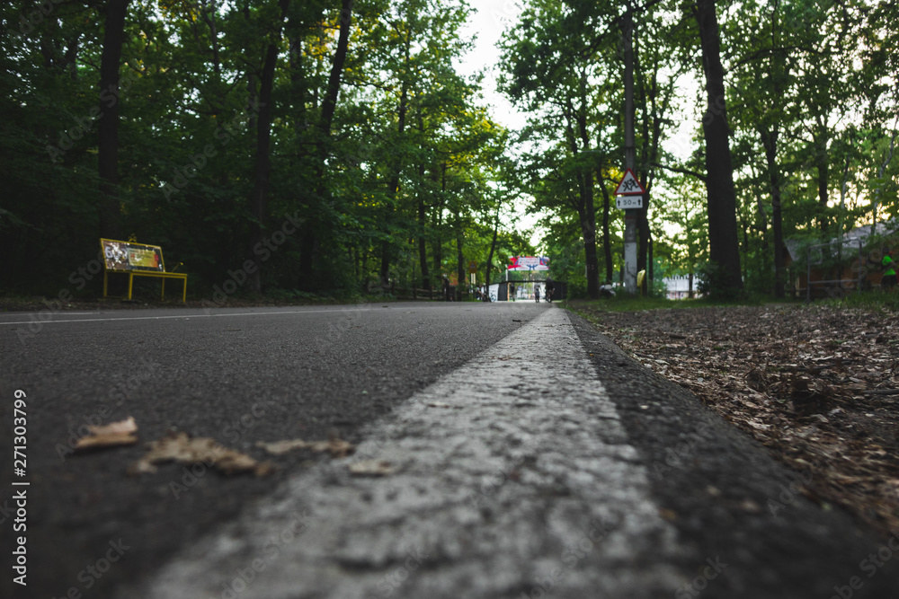 jogging track with white stripe in the park jogging track with white stripe in the park